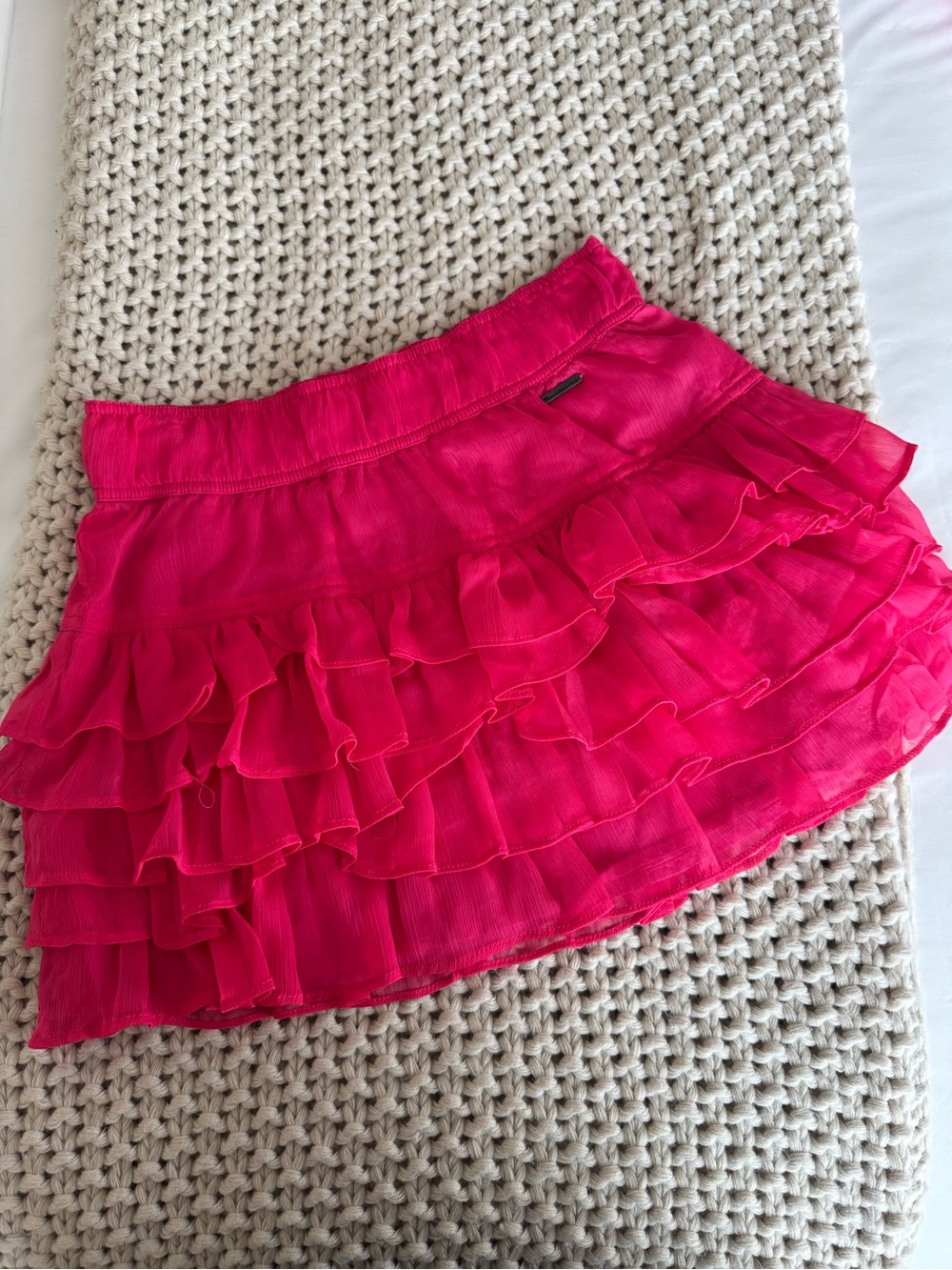 Abercrombie & Fitch Bright Hot Pink Tiered Ruffle Mini Skirt
